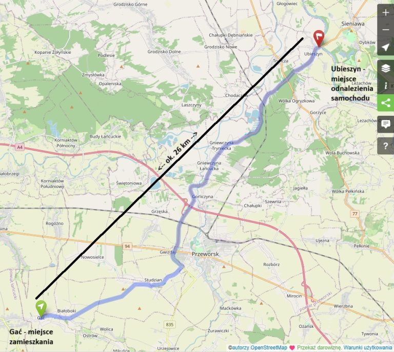 Zaginiona Monika Marszałek - Mapa przejazdu, Zdjęcie 4